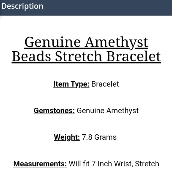 Genuine Amethyst Beads Stretch Bracelet - Picture 4 of 8